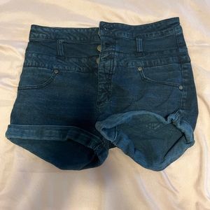 Dark blue denim shorts